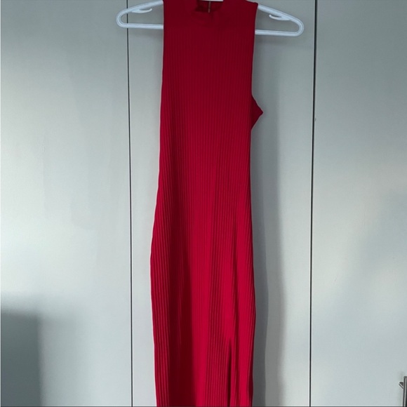 Bebe Red Ribbed bodycon Dress - Picture 2 of 4